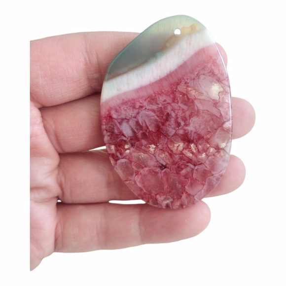Pink and Green Druzy Agate Pendant - Picture 1 of 3